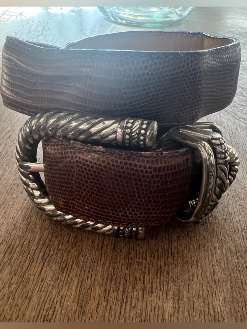 Brighton Women’s S Textured Leather Belt with Decorative Buckle